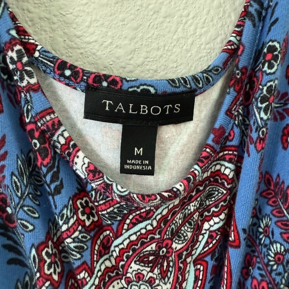 Spring Dress Talbots Blue and Pink Paisley Maxi Dress - Picture 2 of 9